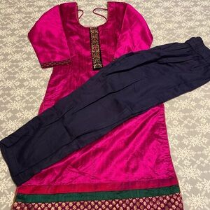 Indian Two Piece Magenta Pant Suit Pakistani Punjabi Kameez Outfit Wedding Guest